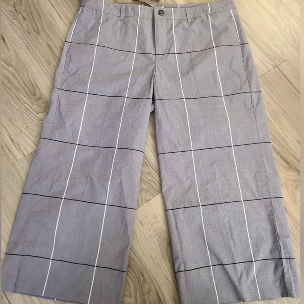 J. Jill Gray Wide Leg Pants with Windowpane Pattern